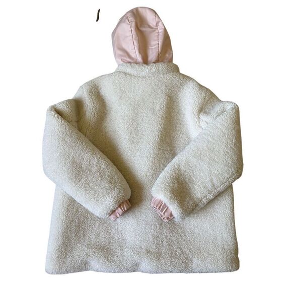 Levi's High Pile Fleece Hooded Zip Jacket Cream Pink XL - Picture 3 of 14